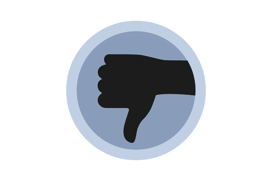 Alaspäin osoittava peukalo.